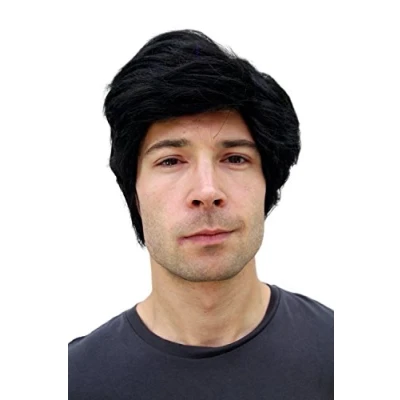 Imagen de WIG ME UP Peluca Negra para Hombre, de Pelo Corto y Raya a un Lado PW0174 P103