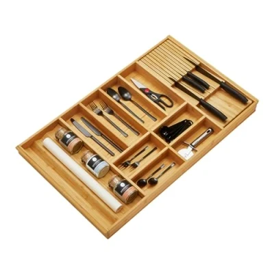Imagen de ORGA BOX BAMBÚ Cubertero con 10 compartimentos para cajones de cocina Wellmann y Alno en armario 90 cm