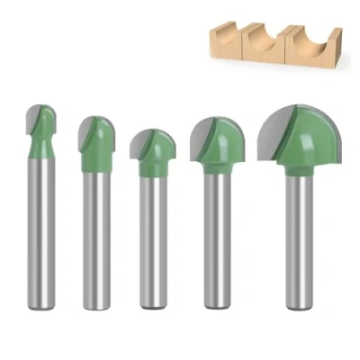 Imagen de Fresas de punta redonda para carpintería, 4Pcs 6mm, Redondo Nose Cove Core Box Router Bit, flintronic Set, Herramienta Fresado, el Hogar y Bricolaje, Verde, 6mm/ 8mm/10mm/ 12mm/ 18mm