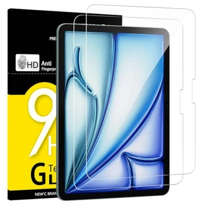 Imagen de NEW&#039;C 2 Piezas, Protector Pantalla para iPad Air 11 Pulgadas M2 (2024), Antiarañazos, Cristal Templado Ultra Resistente
