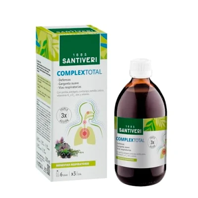 Imagen de SANTIVERI Complex Total, Complemento Alimenticio a Base de Extractos Plantas y Vitaminas, Triple Acción, Ayuda al Bienestar las Vías Respiratorias, la Garganta Defensas 200 ml