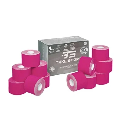 Imagen de TAKE SPORT Kinesiotape, Cinta autoadhesiva, kinesiologica, de kinesiologia deportiva, kinesiología, kinesiotape rollos 5x5 m, 95% algodón, 5% elastano, elástico