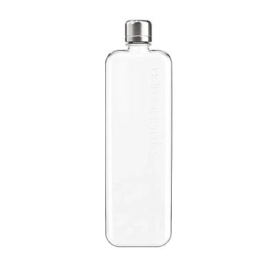 Imagen de memobottle Slim 15oz (450ml) Botella de agua estilizada, delgada y plana para bolsos, laptops libros Tritan libre BPA Moderna minimalista Ideal el gimnasio uso diario