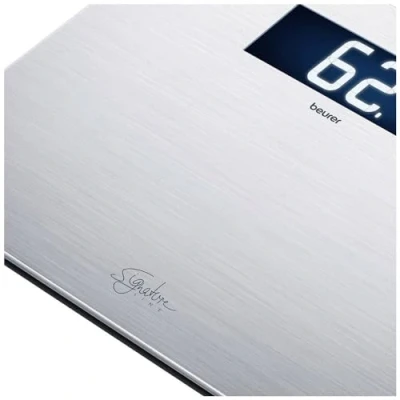 Imagen de Beurer báscula de acero inoxidable GS 405 Signature Line, cristal con superficie alta calidad revestimiento antihuellas, pantalla XXL iluminada para facilitar la lectura, capacidad carga 200 kg