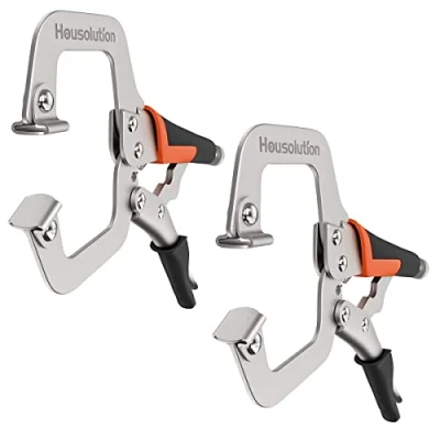 Imagen de Housolution [2 PZS] Alicates de Sujeción Acero Alto Carbono, Abrazadera en C con Mango Goma Antideslizante y Almohadillas Giratorias para Instala Solda DIY, 11 Negro Naranja
