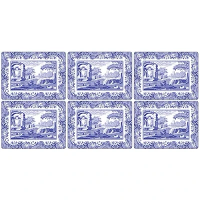 Imagen de Pimpernel Blue Italian Set of 6 placemats Juego de manteles Individuales, Madera y Corcho, Azul Blanco, 30.5 x 23cm,