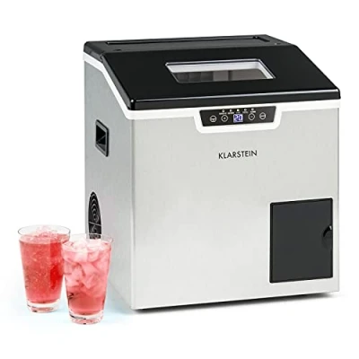 Imagen de Klarstein Icefestival Cube máquina de hielo, 400 W, 12 20 kg/24h, capacidad: 1,9 kg, depósito agua: 1,8 l, 3 tamaños, hielo en cubitos, picado, manguera para agua, gris metalizado