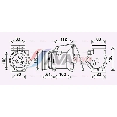 Imagen de AVA COOLING SYSTEMS MZAK290 compresor de Aire Acondicionado 10SA13E 12V R134a con aceite PAG, acoplamiento magnético, sin diodo