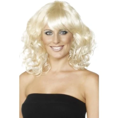 Imagen de Smiffys Peluca de chica lista, rubia, largo media, ondulada