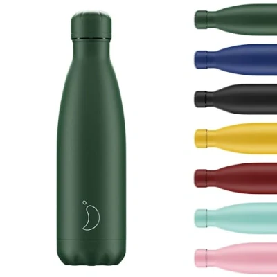 Imagen de Chilly&#039;s Botella de Aqua Acero Inoxidable y Reutilizable Prueba Fugas, Libre transpiración Matte All Green 750ml