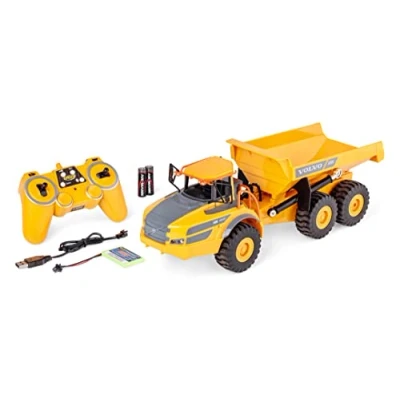 Imagen de Carson 500907669 1:20 Camión volquete Volvo A40G 100% RTR Vehículo de construcción teledirigido para niños a Partir 8 años, Excavadora RC con Funciones, Incl. Pilas y Mando Distancia