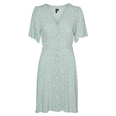 Imagen de VERO MODA Vmalba SS Short Dress Wvn Ga Noos Keid, Verde silt Verde/AOP: ulrikke, S para Mujer