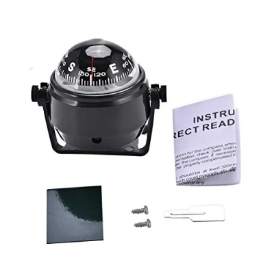 Imagen de VGEBY1 Brújula para Barcos, Negro Electronic Explorer Compass Navegación Ajustable Marine Barcos y Camiones Navigationcompass Nadar Suministros