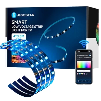 Imagen de Aigostar Tira LED TV 2M Alexa, Inteligente, Controladas por APP, IR Control Remoto y Controlador, Compatible con Google Assistant, Strip Light para de 32 60 Pulgadas