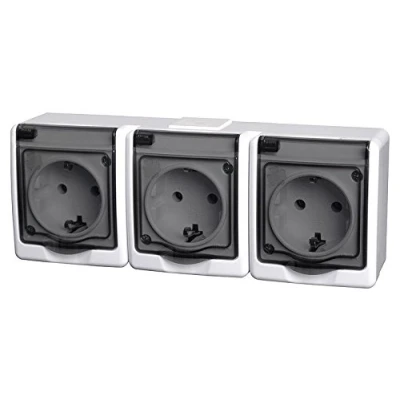 Imagen de PAWBOL Enchufe de 3 enchufes IP44 16 A/250 V Schuko para ambientes húmedos W/DY