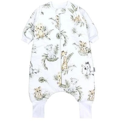 Imagen de TupTam Bebé Saco de Dormir con Piernas y Pies Invierno para Niñas Niños, Safari/León/Marrón/Hojas/Verde, 104 110