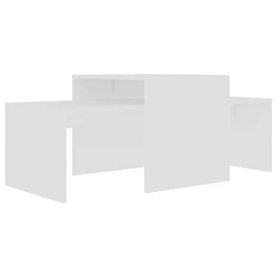 Imagen de vidaXL Juego de Mesas Centro Auxiliar Mesita Salón Lateral para Teléfono Té Café Sofá Hogar Sala Estar Contrachapada Blanco 100x48x40 cm