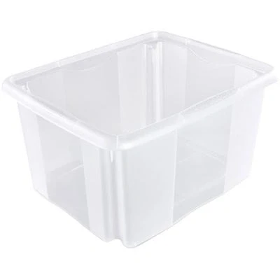 Imagen de keeeper Caja de Almacenaje con Sistema Apilado, 41 x 34,5 22 cm, 24 l, Emil, Transparente