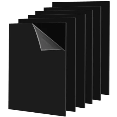 Imagen de HEIHAK 6 hojas de plexiglás negro A3, acrílicas 2 mm grosor, hoja plástico negro, duradero con película protectora para impresión, manualidades, pintura, exhibición,