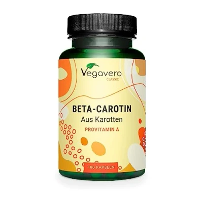 Imagen de Betacaroteno Vegavero® Para 6 Meses NATURAL &amp; VEGANO Sin Aditivos Acelerador Bronceado Extracto de Zanahoria Con en Vitamina A 180 Capsulas