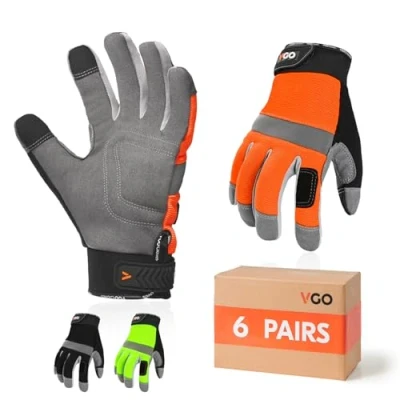 Imagen de Vgo... 6 Pares Guantes de Trabajo Invierno Impermeable Resistente a la Pantalla Táctil,Guantes Térmicos Protección Frío Almacén Congelador Construcción Conserje Montaje Mecánicos（SL7584