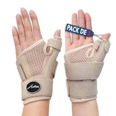 Imagen de Dr. Arthritis Muñequera Pulgar con Férula Dedo Desarrollada por Médicos Tendinitis Ajustable a Cualquier Tamaño Para Hombre y Mujer Mano Derecha e Izquierda [Amarillo, Par]