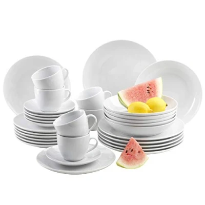 Imagen de Mäser Barca vajilla para 6 Personas, 30 Piezas de Porcelana Blanca
