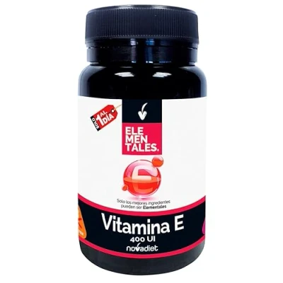 Imagen de Novadiet ELEMENTALES Vitamina E 400 UI Cápsulas con Complemento Alimenticio Antioxidante Para Piel, Cabello y Salud Mejora el Sistema Inmunitario 60 Blandas