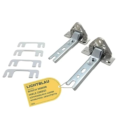 Imagen de Lichtblau 2x Bisagra de puerta para frigorífico montaje frontal I apto Bosch y Siemens 00268698, Miele 2285121, Privileg 00907485 más Set bisagras nevera
