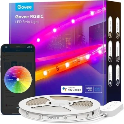Imagen de Govee Tira LED 5M, RGBIC Pro Luces WiFi Funcionan con Alexa y Google Assistant, Tiras Inteligentes de Control App, DIY, Sync Música para Dormitorio, TV Navidad