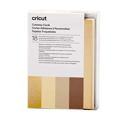 Imagen de Cricut Recortadas Neutral 8,9 cm x 12,4 (tamaño Paquete de 18 para Uso con Alfombrilla Tarjetas 2 2, 8.9cm 12.4cm Size R10), Oro, Talla única