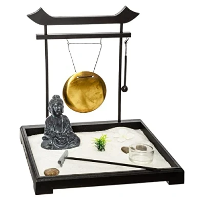 Imagen de ATMOSPHERA CREATEUR D&#039;INTERIEUR Jardín Zen Tori Tal y como se ve en la Imagen, el Set Incluye: Piedras, 1 Porta Velas, Gong, Arena, Negro, l. 26 x H. cm