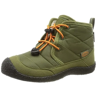 Imagen de KEEN Howser 2 Botas Chukka unisex acolchadas de altura media, impermeables, cómodas y duraderas, Oliva Capuleto/Naranja rojizo, 1 Big Kid