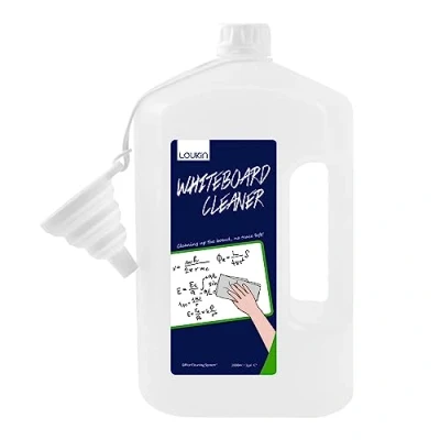 Imagen de loukin Limpiador de Pizarra Blanca no tóxico, 1 galón (128 oz) borrado en seco, Recambio Listo para Usar, Embudo Silicona Plegable Conectado líquido enlatado, Elimina
