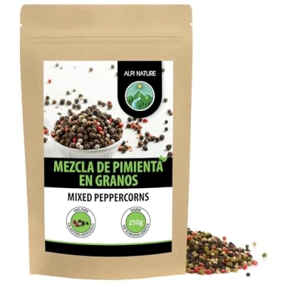 Imagen de pimienta entera coloreada (250g), 100% natural, sin aditivos, vegano, mezcla de especia