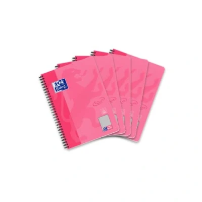 Imagen de Oxford Touch Cuaderno (tamaño B5, cuadriculado, 80 hojas, 5 unidades), color rosa
