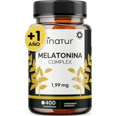 Imagen de Melatonina pura 1,9 mg complex 400 comprimidos con Magnesio y Pasiflora + 1 Año de Suministro Inductor del Sueño Natural Vitamina B6 Sin Gluten, Apto Veganos