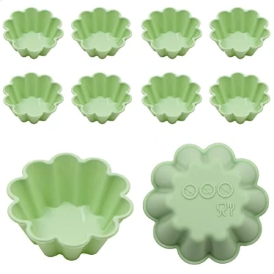 Imagen de lemgyiamz Molde de Tartaleta moldes Silicona Tartelette Juego para hornear, mini tartas, tartas y quiches pequeños 10 PCS (Verde)