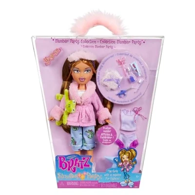 Imagen de Bratz Slumber Party Muñeca de Moda Yasmin con 2 Juegos Pijamas, Peluche y Accesorios Adecuada para Niños Coleccionistas