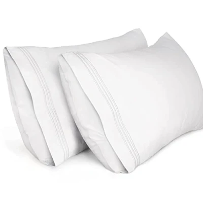 Imagen de Lirex 2 Pack Fundas de Almohada 1800 Hilos, Microfibra Suave Cepillada, Transpirables sin Arrugas y Lavables a Máquina (50x80 cm, Blanco)