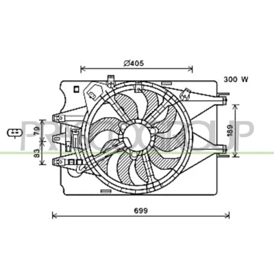 Imagen de PRASCO FT040F002 Ventilador de radiador 405 12 con bastidor (armazón)