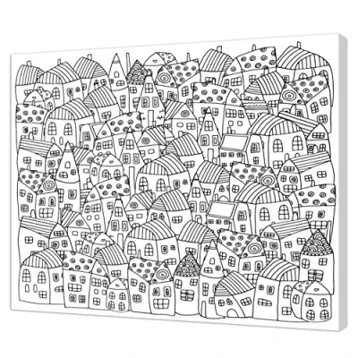 Imagen de Pintcolor 7165.0 Marco con Lienzo Impreso de Colorear, Madera Abeto/algodón, Blanco/Negro, 50 x 40 3.5 cm