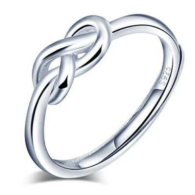 Imagen de Yumilok anillo de plata ley 925 para mujer, abierto con símbolo infinito, nudo amor, tamaño ajustable, regalo cumpleaños Navidad, tamaño: 49 57