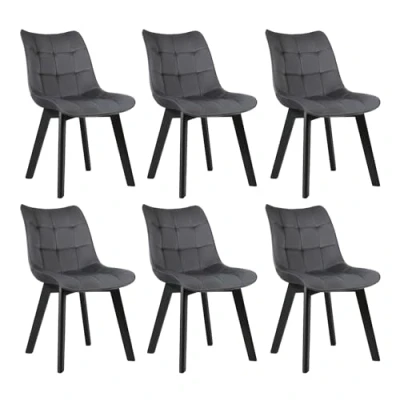 Imagen de EUGAD 6 x Sillas de Comedor Diseño Vintage Nórdicas Terciopelo Gris Silla Tapizada con Patas Maderas Cocina Salón Dormitorio Conferencia 0654BY