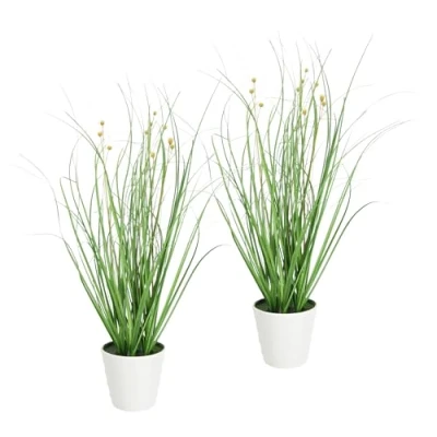Imagen de Flair Flower Arbusto de Hierba Artificial en Maceta con Flores, Paquete Artificial, Planta Decorativa, Ornamental, decoración Primavera, 30