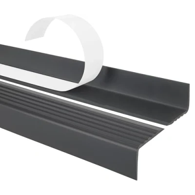 Imagen de Quest Perfil autoadhesivo para bordes de escaleras 40x25mm ND Protector antideslizante PVC Gris oscuro, 200cm