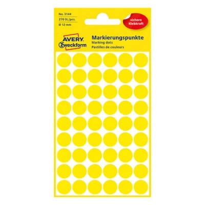 Imagen de Avery Zweckform 3144 LabelOcean (etiquetas, diámetro 12 mm, 270 unidades) Amarillo