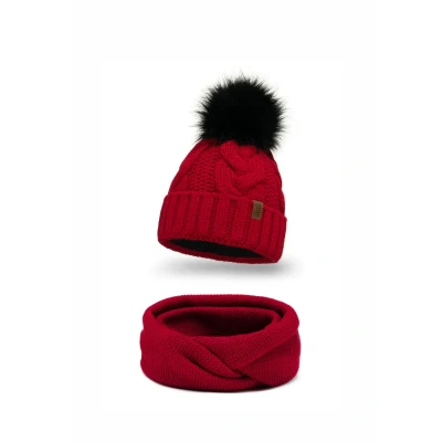 Imagen de Vivisence 7014 Beanie AND LOOP Scarf SET Braga, Mujer, Talla: One Size, Red