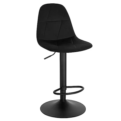 Imagen de Lestarain Taburete Bar, de Bistro con Respaldo, Cocina Altura Ajustable Entre 60 y 81 cm, Terciopelo Giratorio 360, Estructura Metálica, Negro, LBAI64003 1
