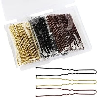 Imagen de Mbsomnus 150 piezas Horquillas para el Pelo en U 6cm de Metal Cabello Mujeres Niñas Accesorios Peluquería Negro Dorado Marrón